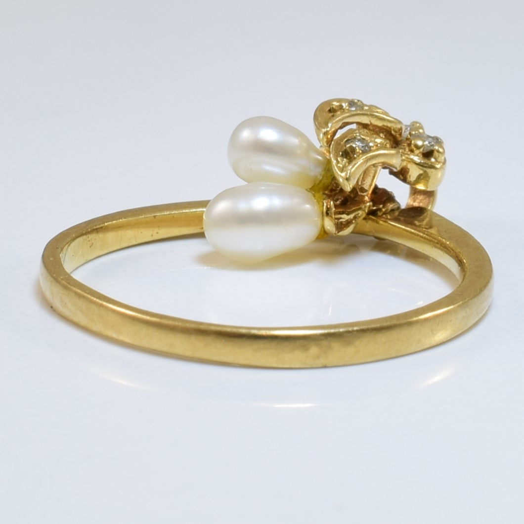Pearl & Diamond Circle Pendant | 1.00ctw, 0.04ctw | Sz 6.25
