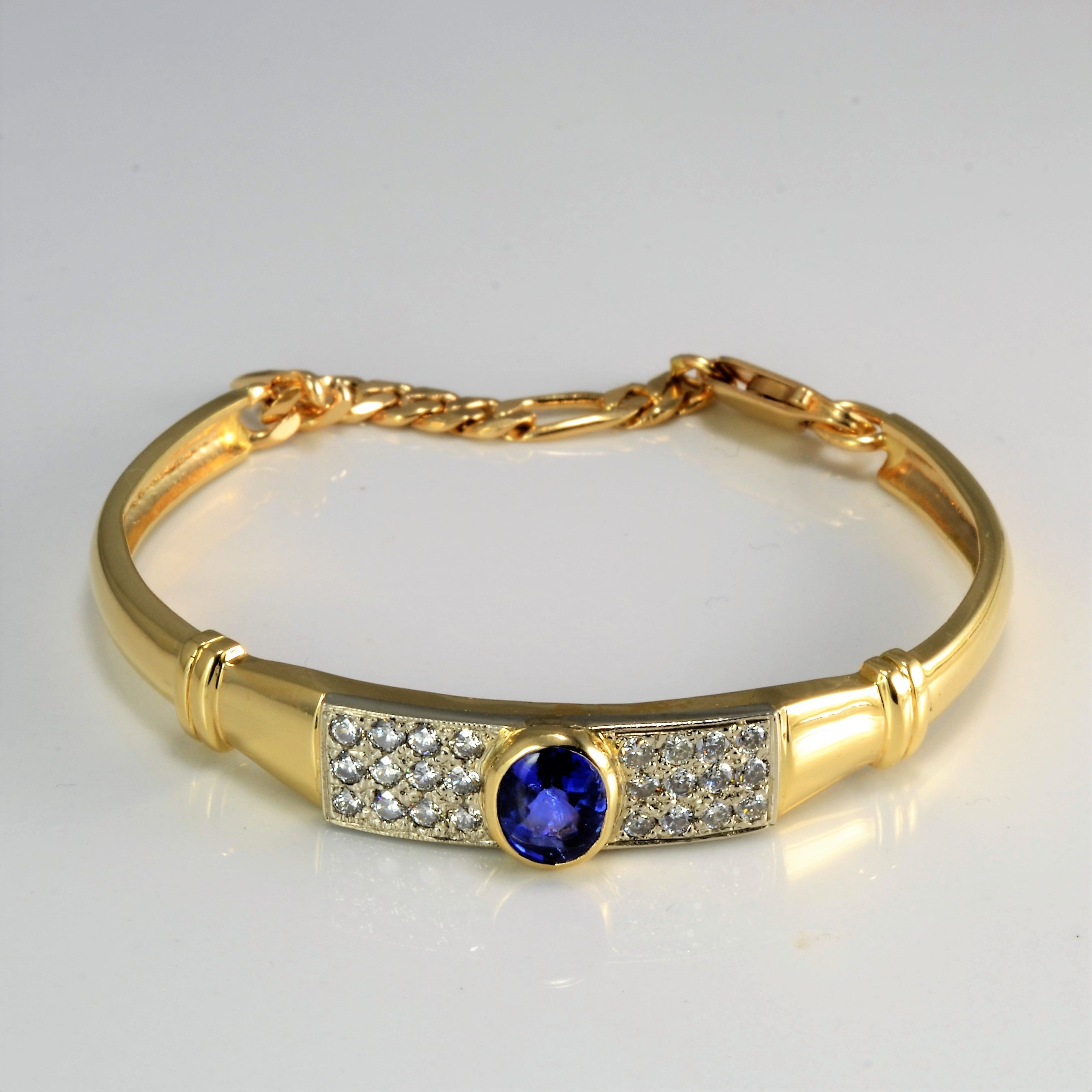 Tanzanite & Cluster Diamond Bangle Bracelet | 0.75 ctw, 7.5''|