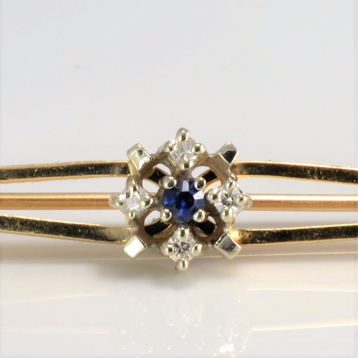 Sapphire & Diamond Gold Pin | 0.04 ctw |