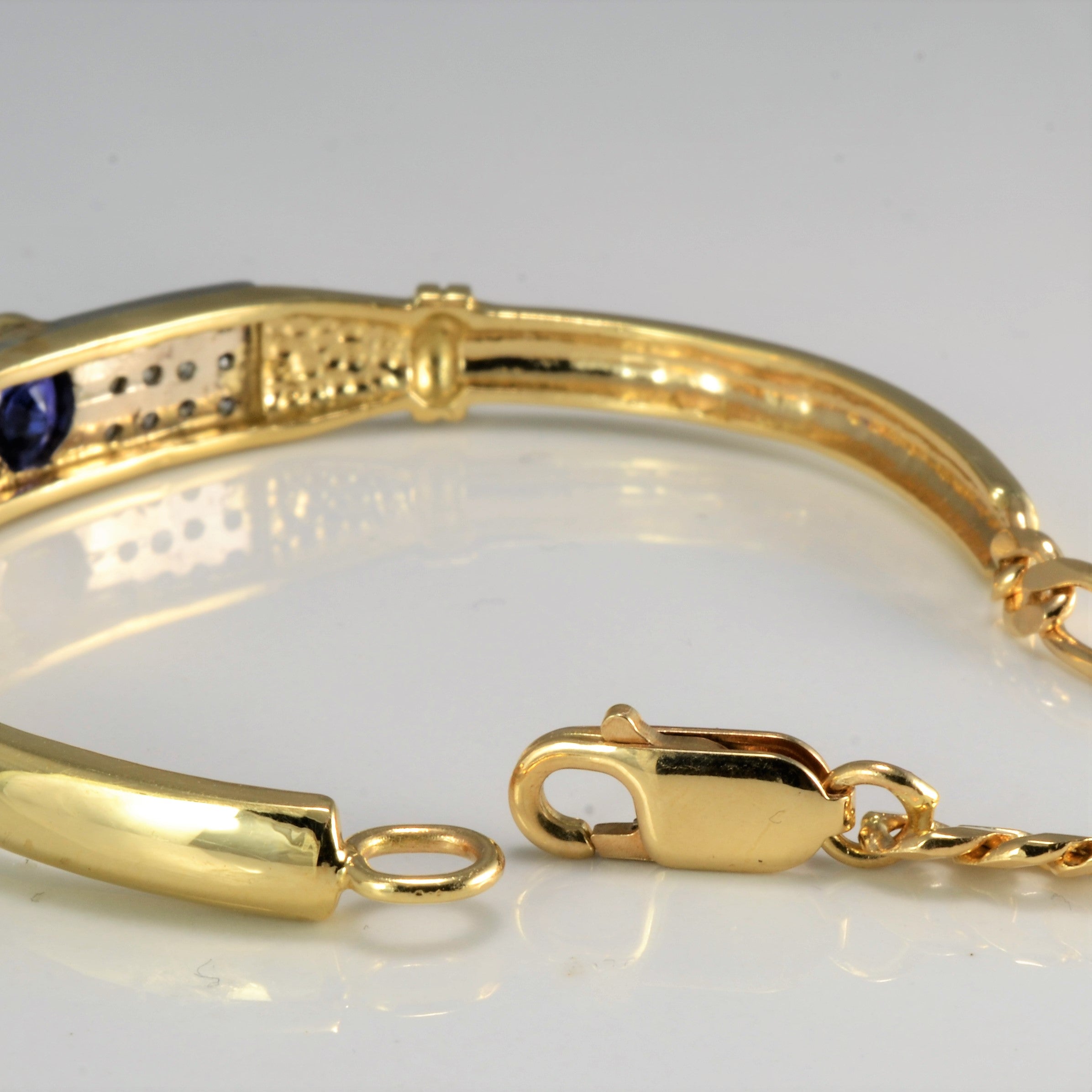 Tanzanite & Cluster Diamond Bangle Bracelet | 0.75 ctw, 7.5''|