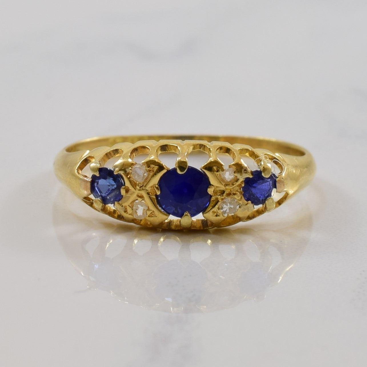 Early Edwardian Era Sapphire & Diamond Ring | 0.35ctw, 0.02ctw | SZ 6 |