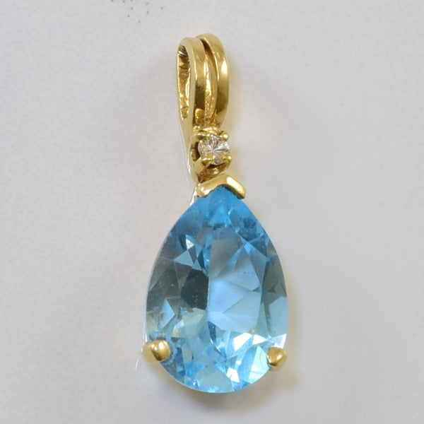 Blue Topaz & Diamond Drop Pendant | 2.33ct, 0.02ct |