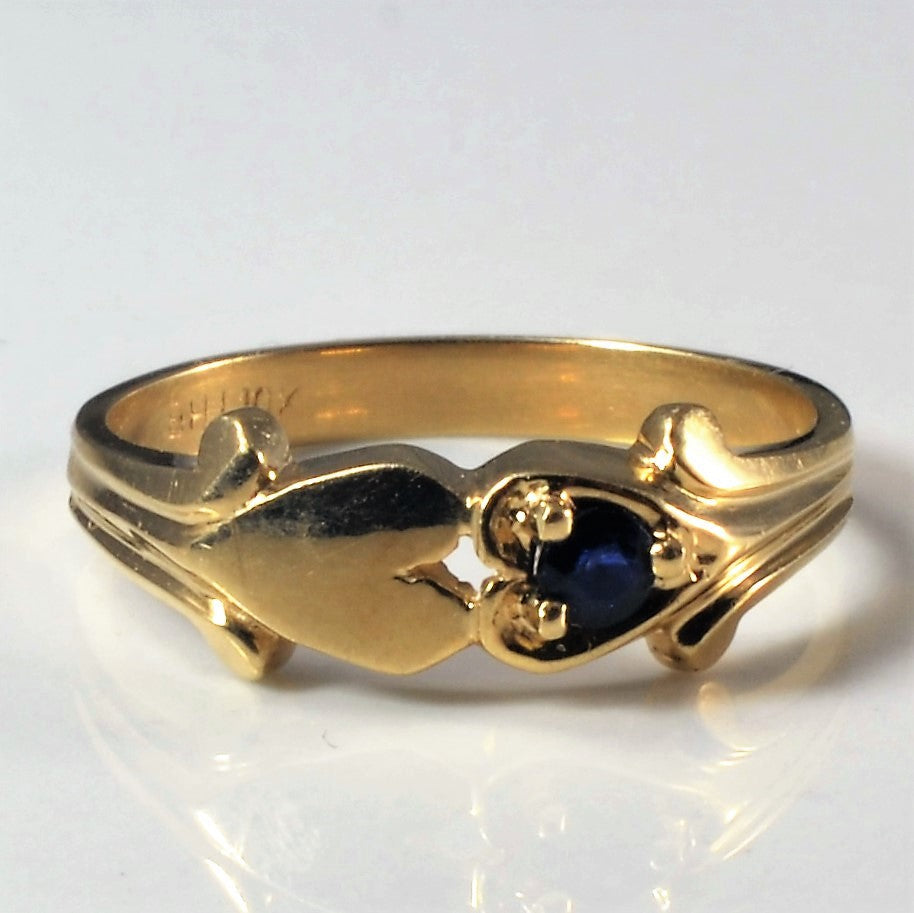 Sapphire & Gold Double Heart Ring | 0.07ct | SZ 4.5 |
