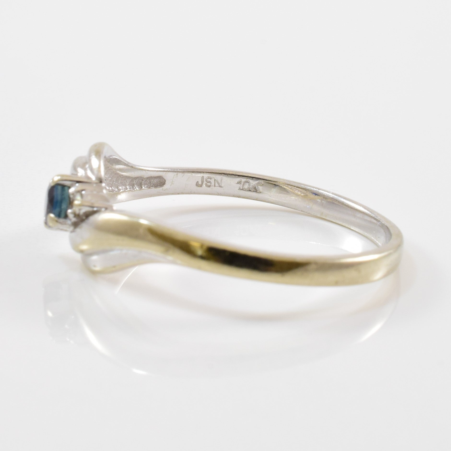 Petite Sapphire & Diamond Bypass Ring | 0.02ctw, 0.12ct | SZ 6.25 |