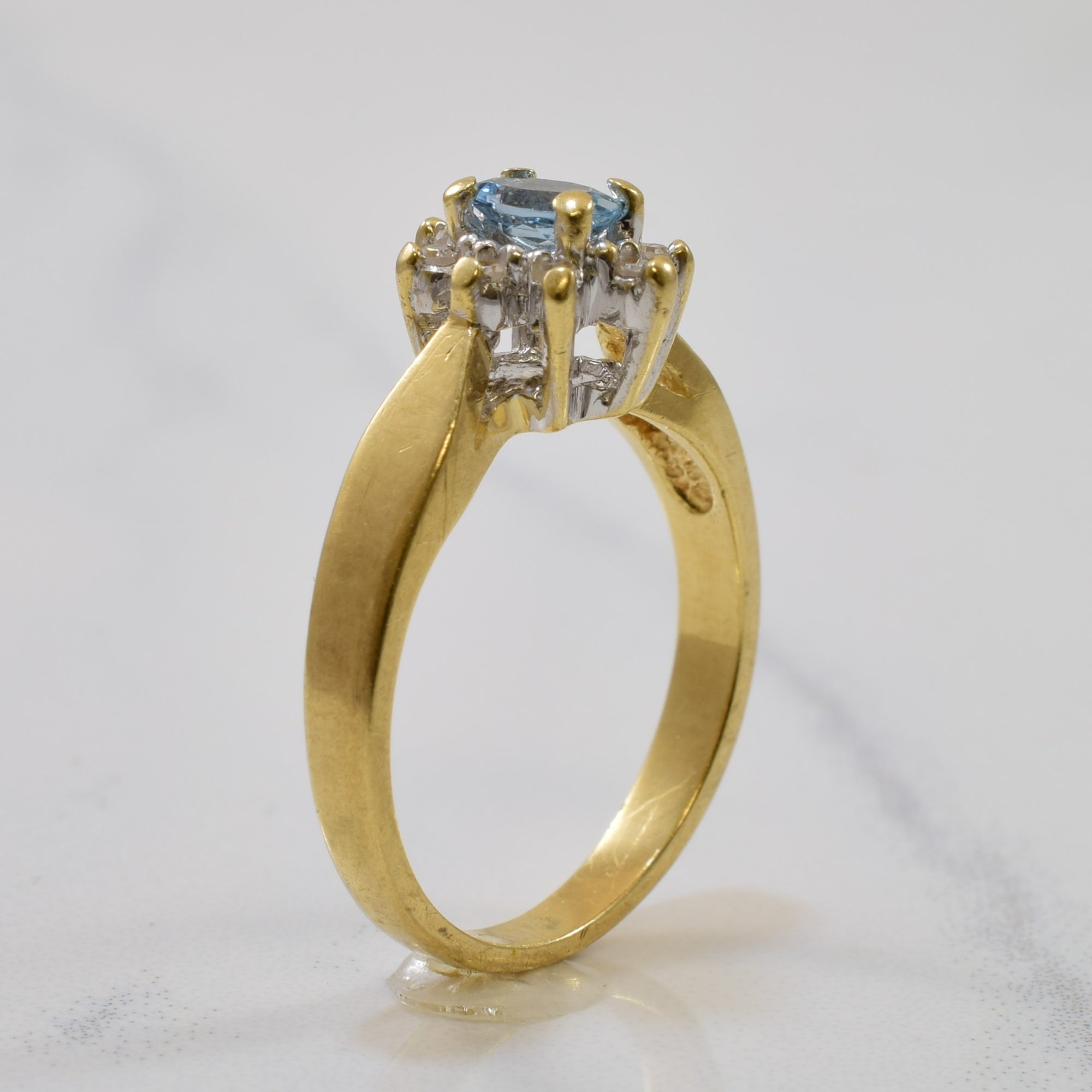 Aquamarine & Diamond Halo Ring | 0.18ct, 0.04ctw | SZ 4.5 |