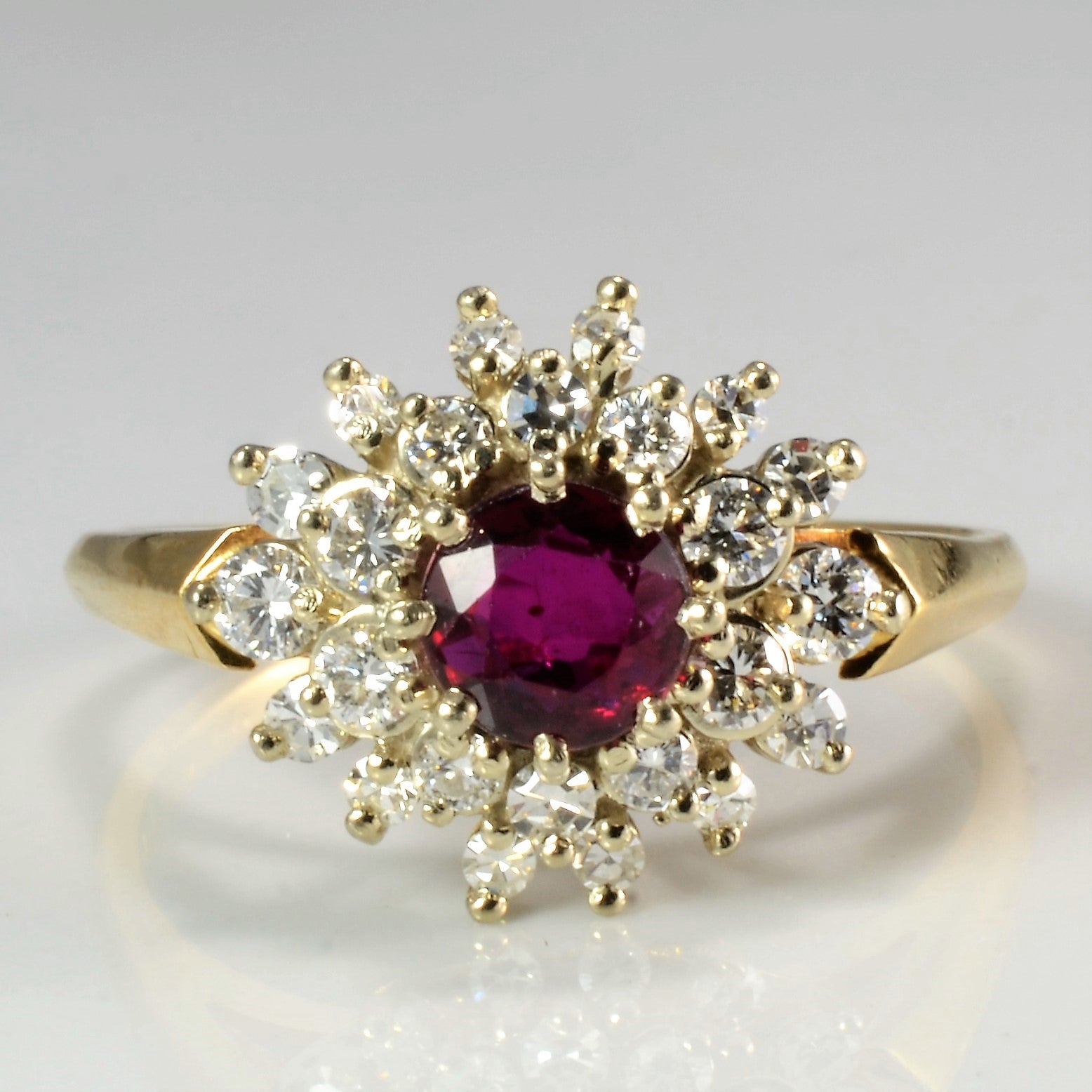 Cluster Diamond & Ruby Cocktail Ring | 0.26 ctw, SZ 8.5 |
