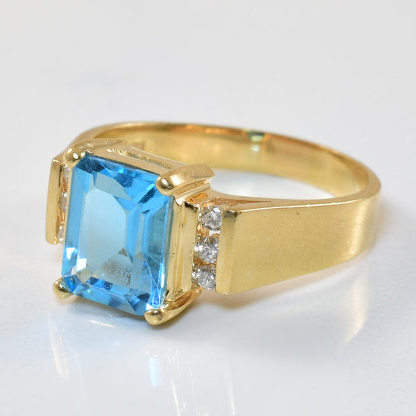 Blue Topaz & Diamond Cocktail Ring | 3.00ct, 0.09ctw | SZ 8 |