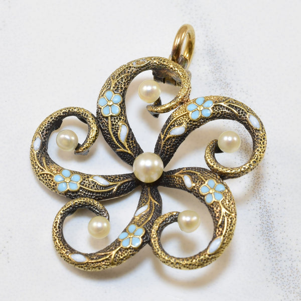 Art Nouveau Enamel Seed Pearl Pendant | 0.60ctw |