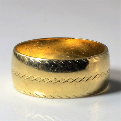 Patterned Wide Gold Band | SZ 6.75 |