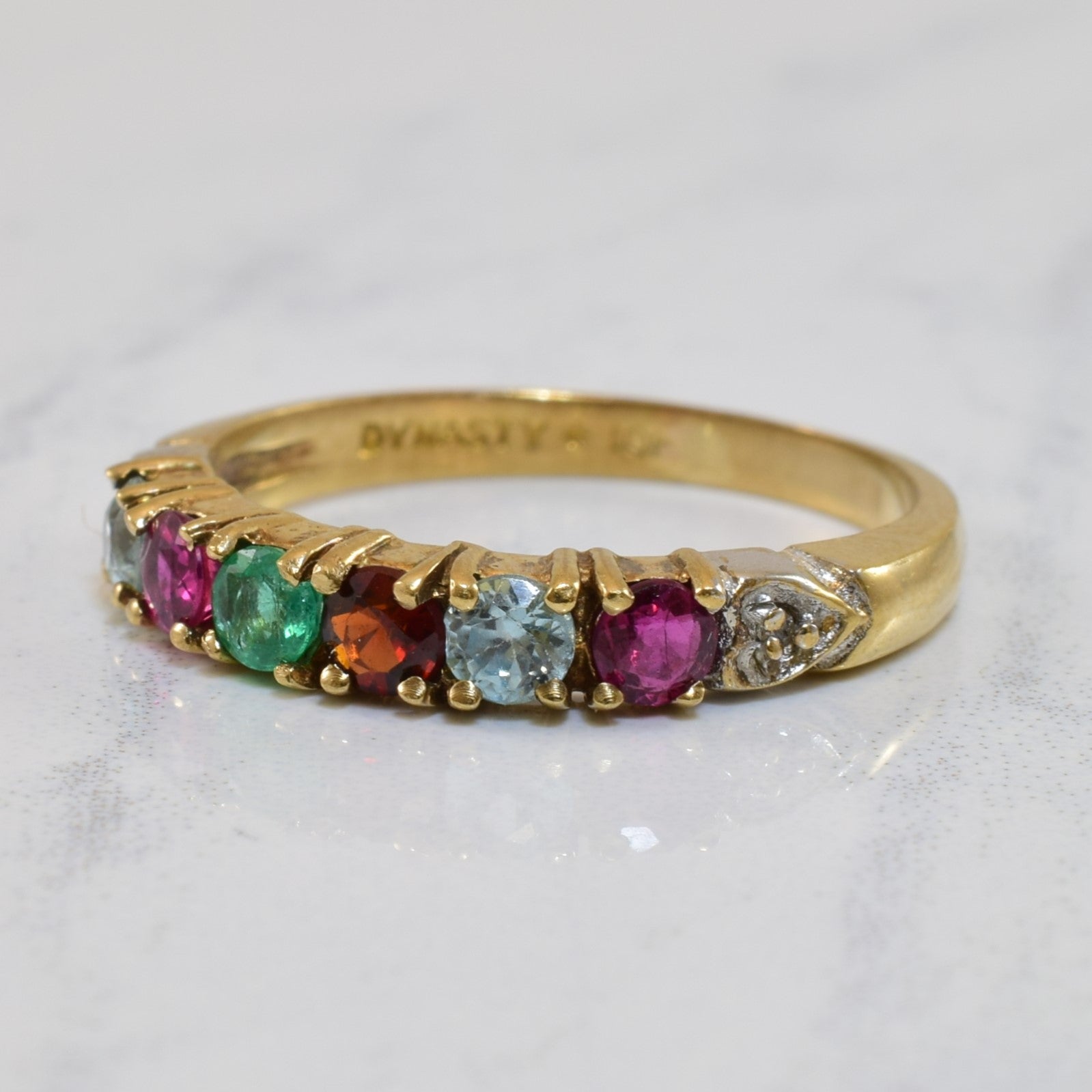 Mixed Gem & Diamond Ring | 0.86ctw, 0.01ctw | SZ 7 |