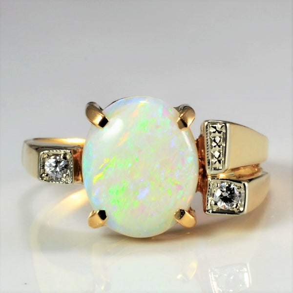 'Birks' Opal & Diamond Ring | 0.05 ctw, SZ 7 |