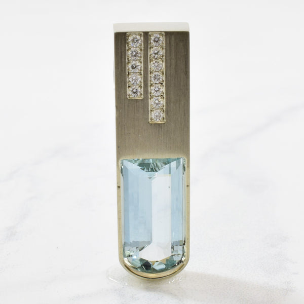 Flush Set Aquamarine & Diamond Drop Pendant | 0.10ctw, 3.00ct |