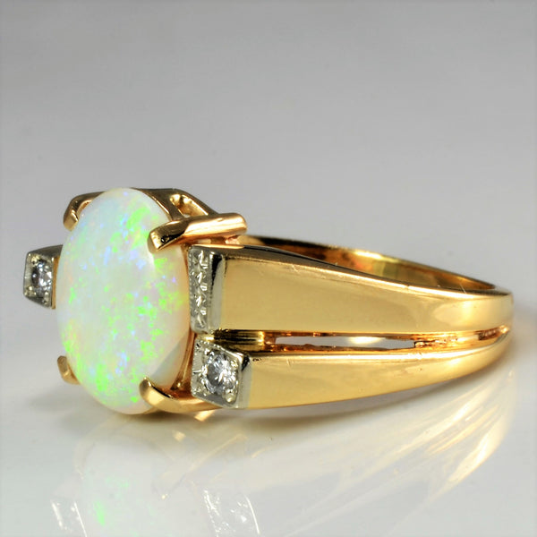 'Birks' Opal & Diamond Ring | 0.05 ctw, SZ 7 |