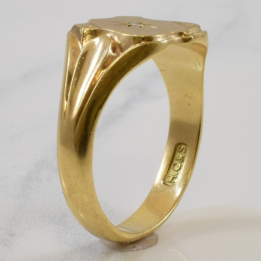 Diamond Shield Signet Ring | 0.01ct | SZ 10 |
