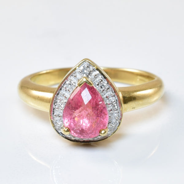 Pink Tourmaline & Diamond Halo Ring | 1.20ct, 0.04ctw | SZ 6.75 |