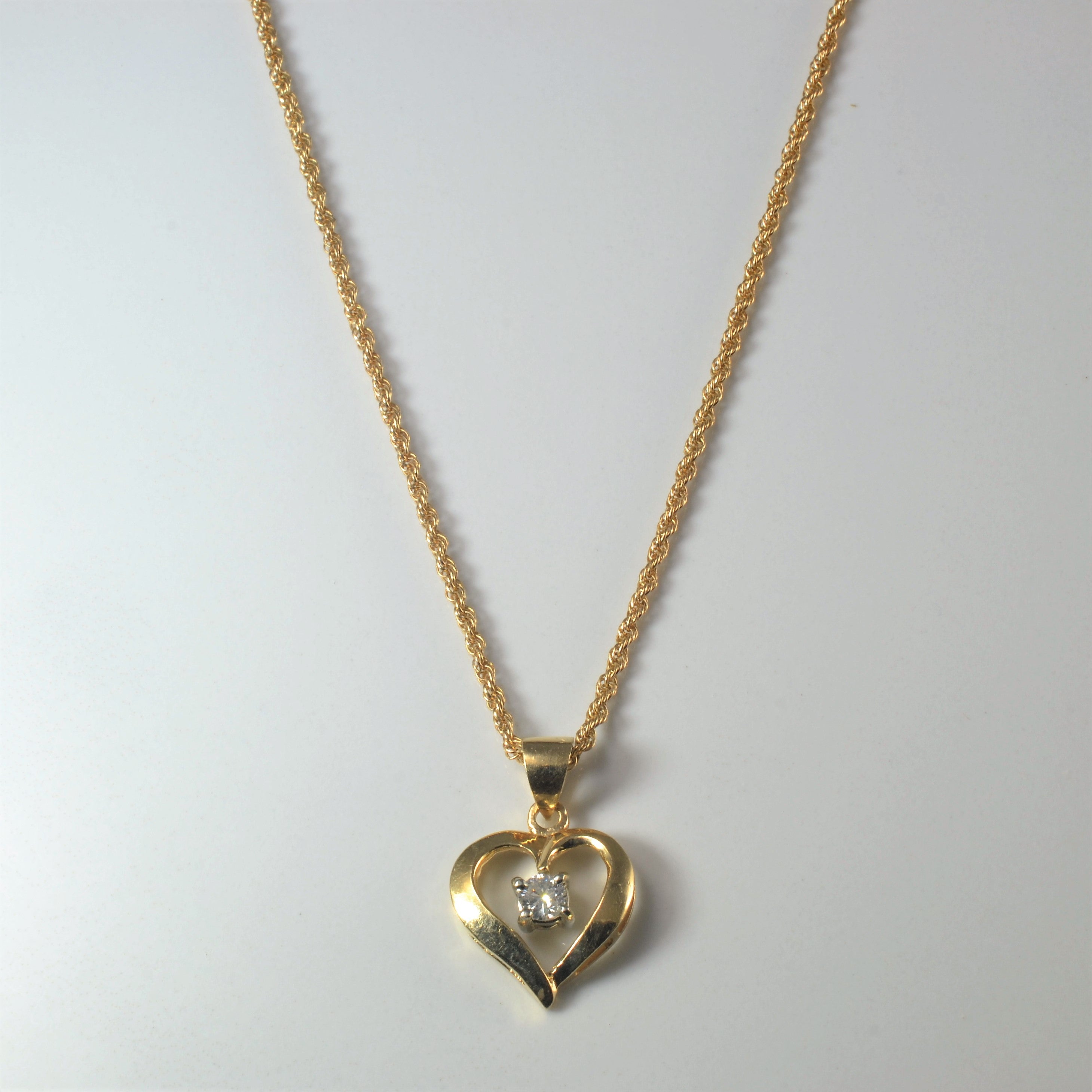Solitaire Diamond Heart Necklace | 0.20ct | 20" |