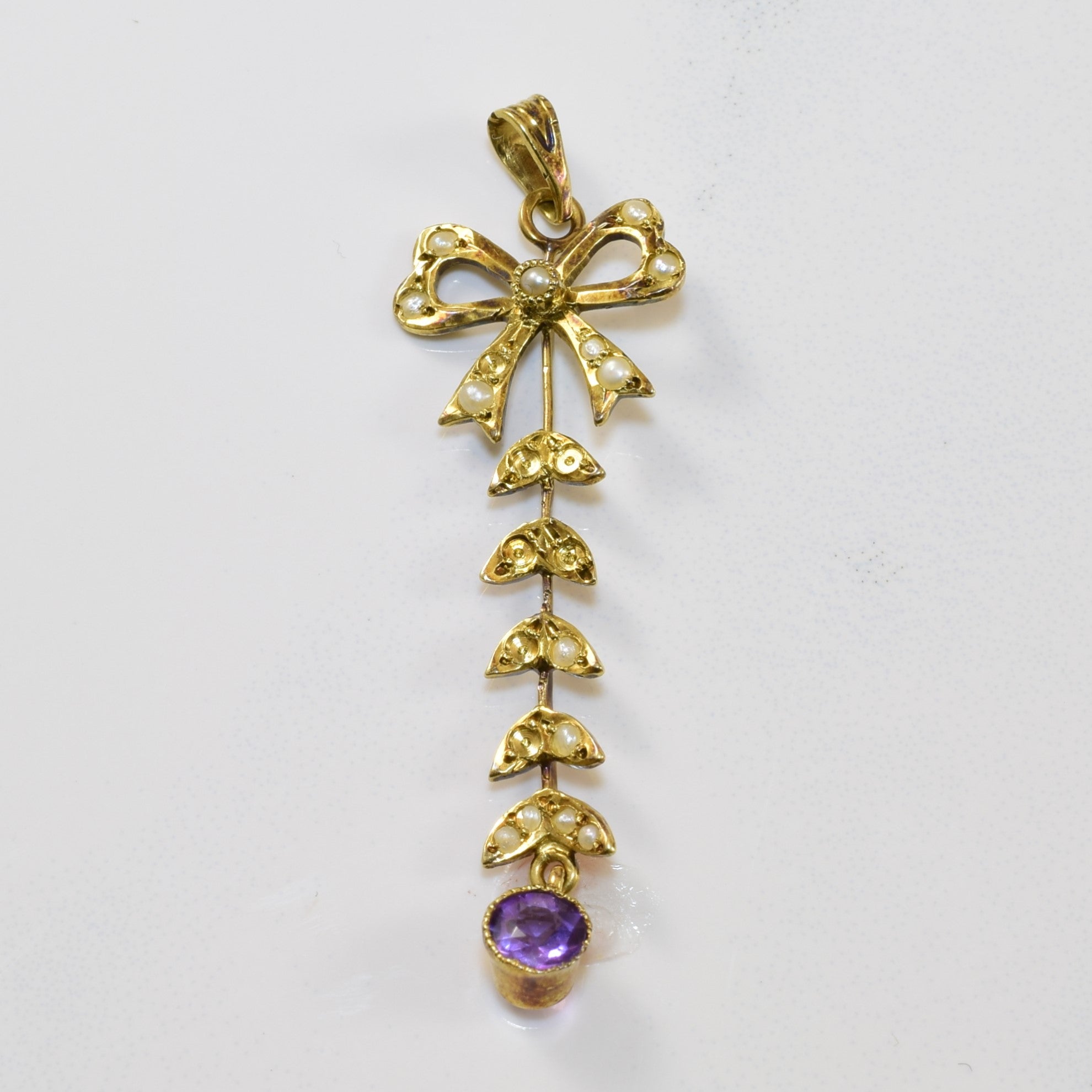 Victorian Amethyst & Seed Pearl Pendant | 0.24ct, 0.20ctw |