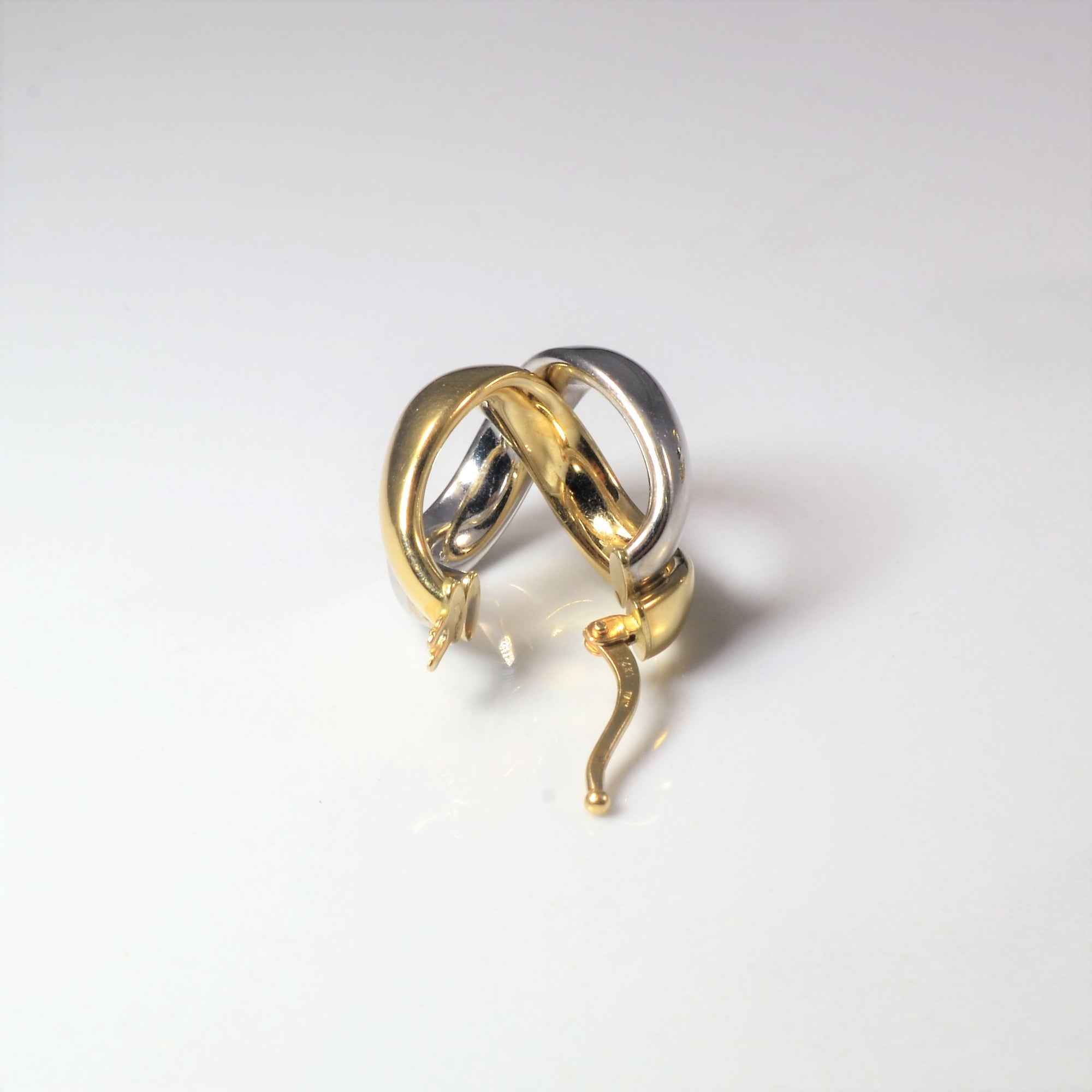 Bypass Two Tone Gold Huggie Earrings |