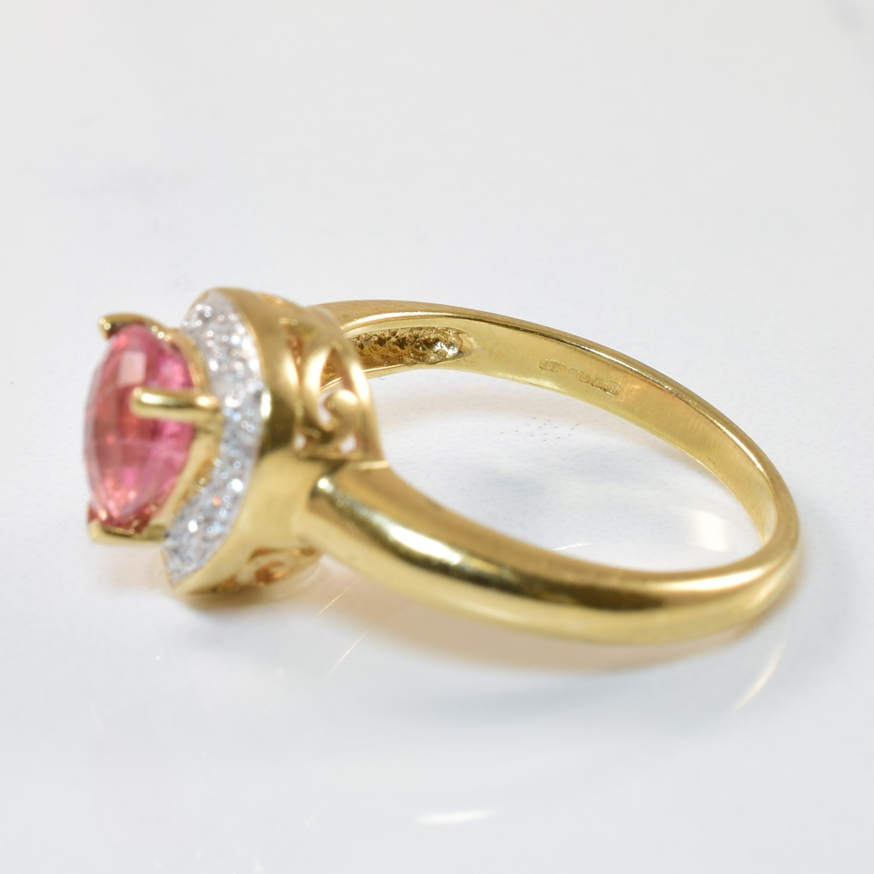 Pink Tourmaline & Diamond Halo Ring | 1.20ct, 0.04ctw | SZ 6.75 |