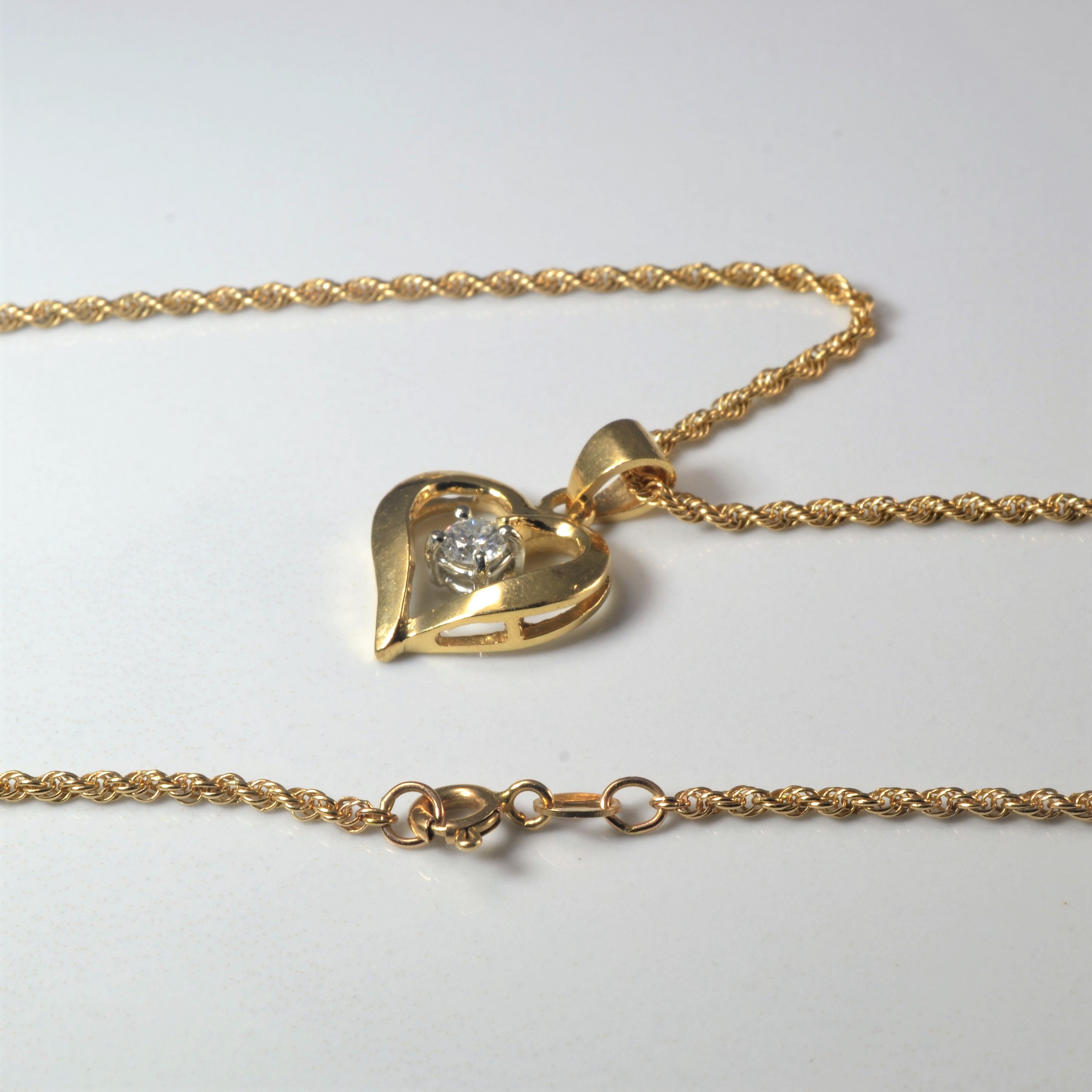Solitaire Diamond Heart Necklace | 0.20ct | 20" |