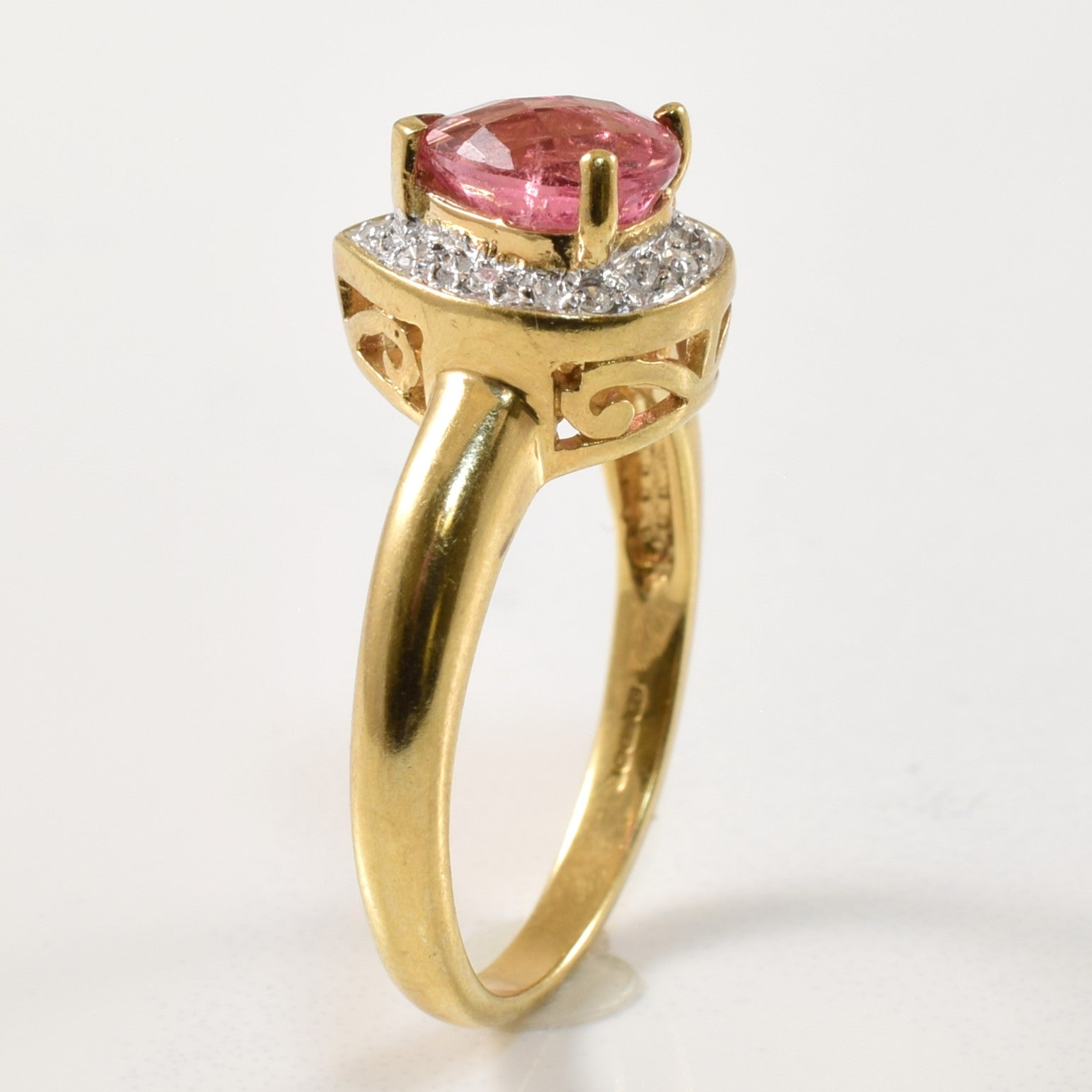 Pink Tourmaline & Diamond Halo Ring | 1.20ct, 0.04ctw | SZ 6.75 |