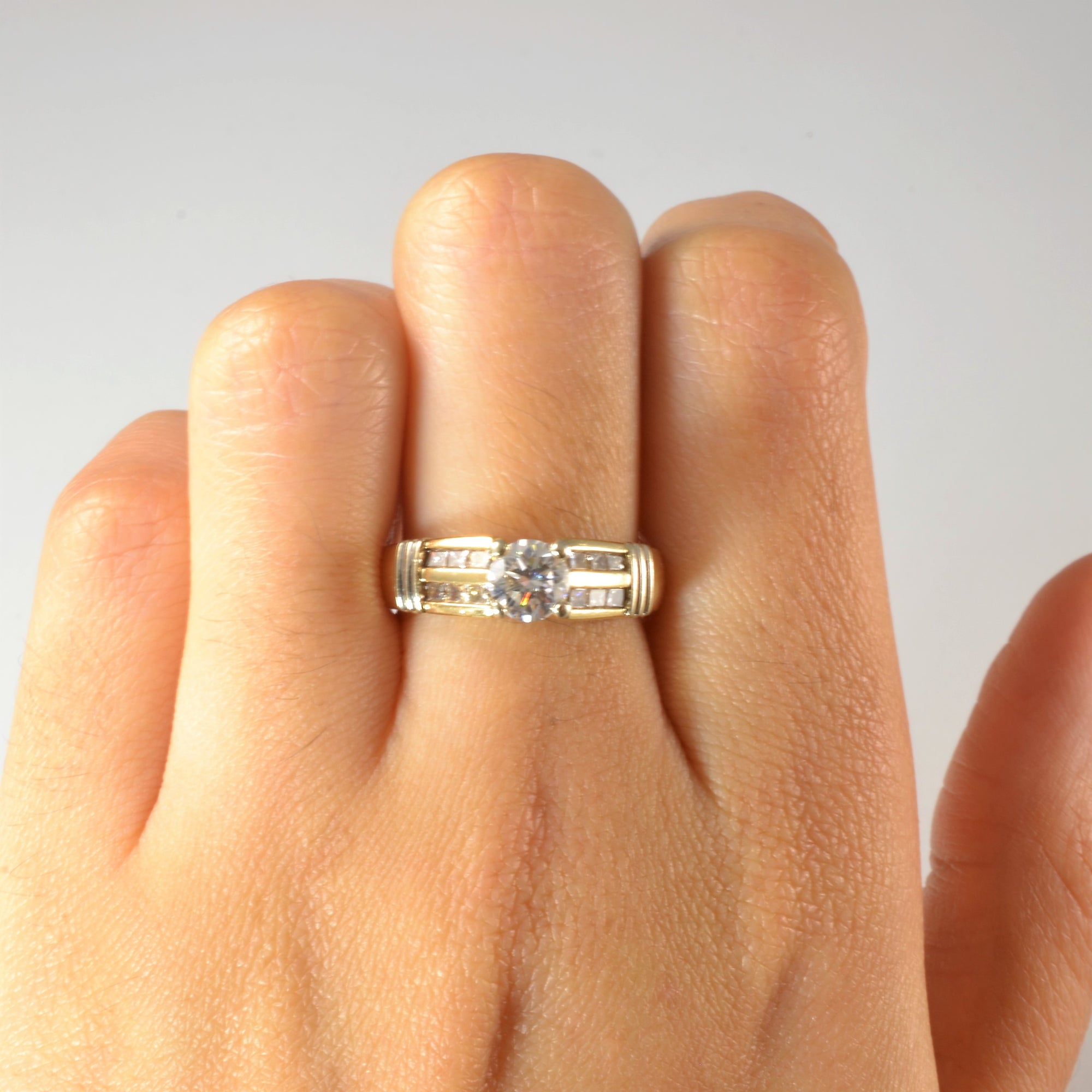 Double Channel Diamond Accent Engagement Ring | 1.26ctw | SZ 6 |