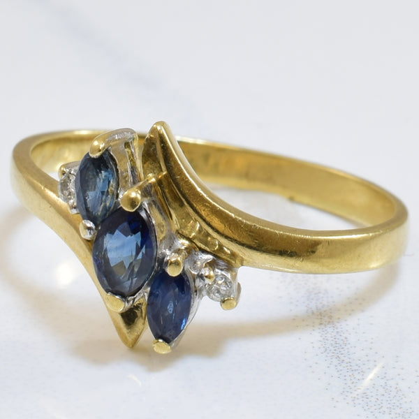 Blue Sapphire & Diamond Bypass Ring | 0.35ctw, 0.02ctw | SZ 6 |