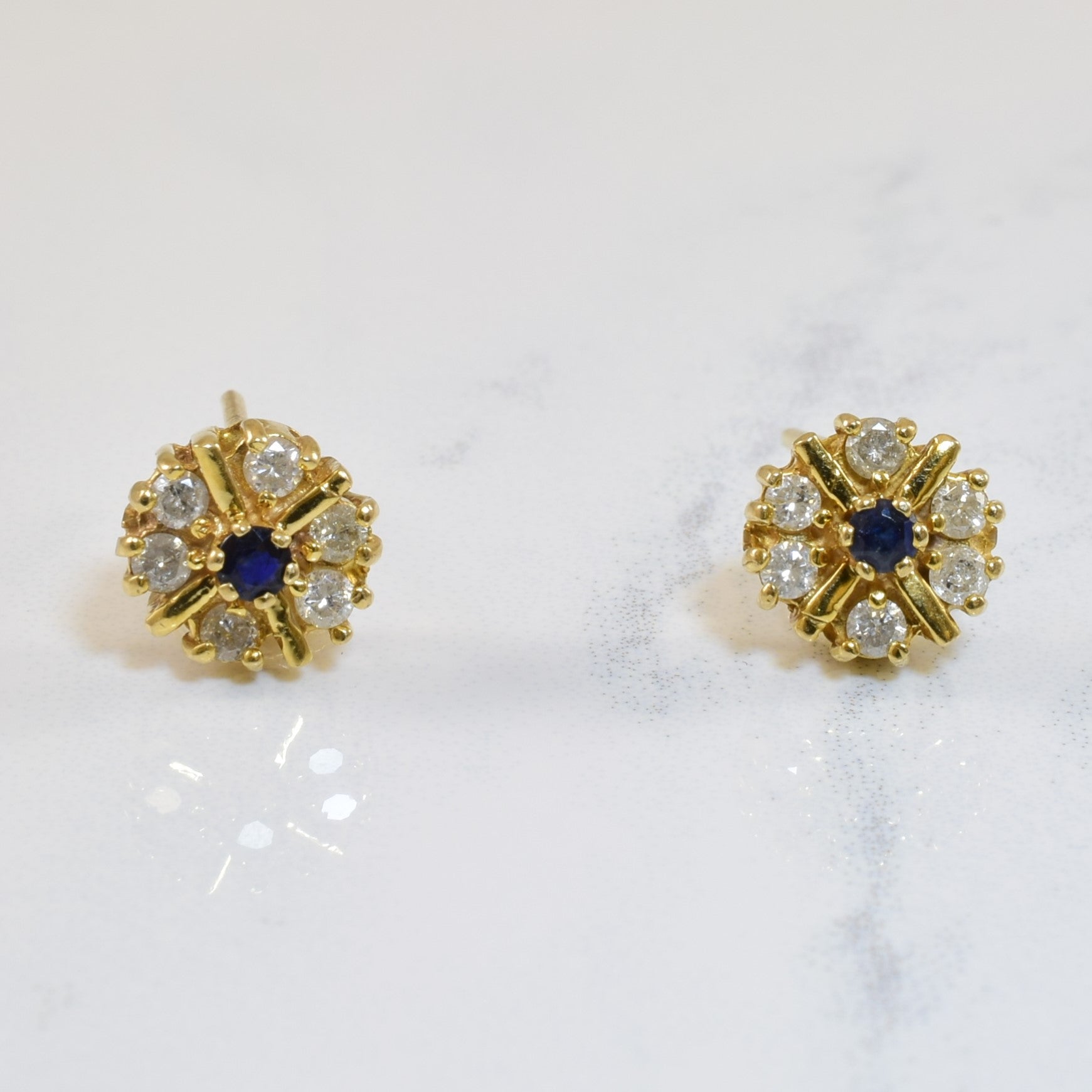 Diamond & Sapphire Stud Earrings | 0.36ctw, 0.16ctw |