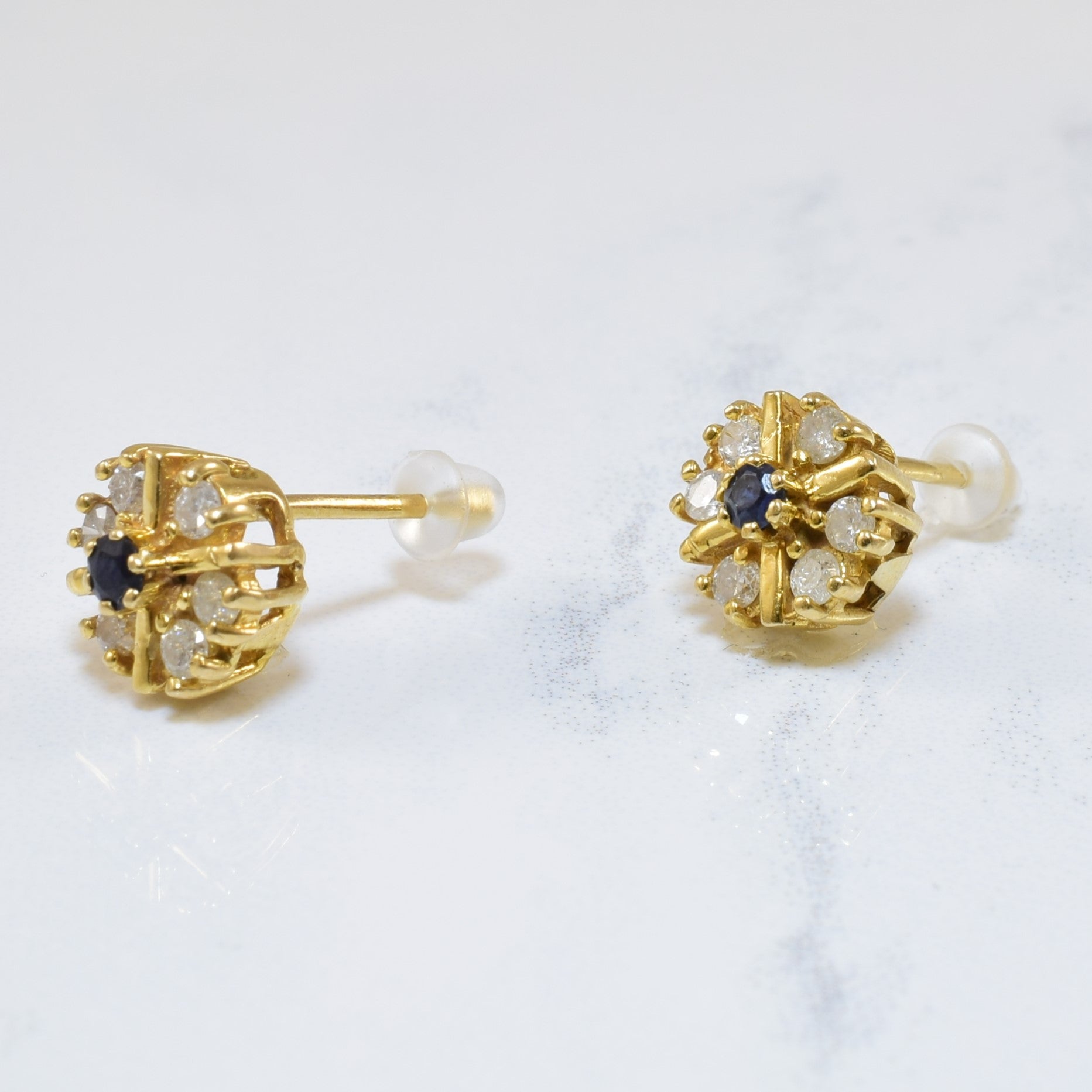 Diamond & Sapphire Stud Earrings | 0.36ctw, 0.16ctw |