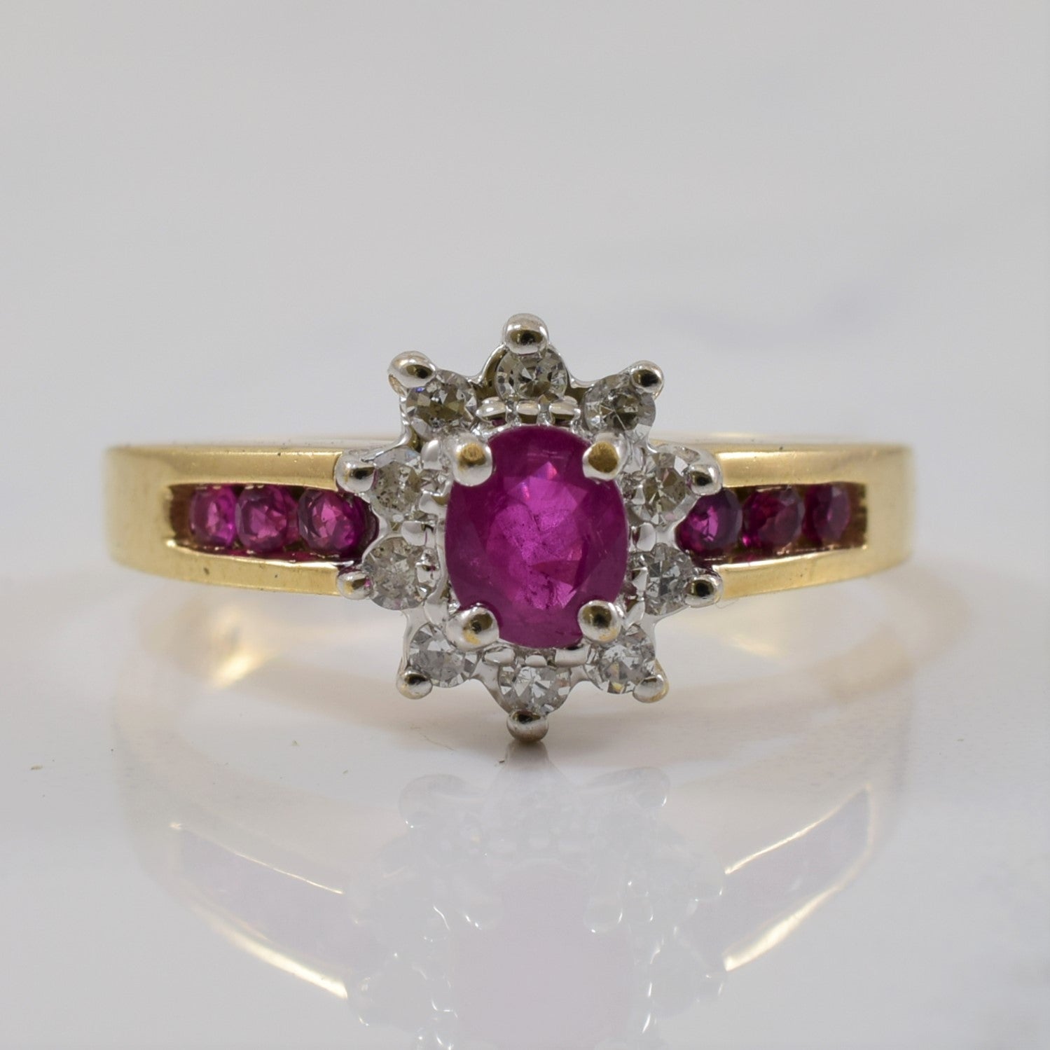 Ruby & Diamond Halo Ring | 0.80ctw, 0.20ctw | SZ 6.25 |