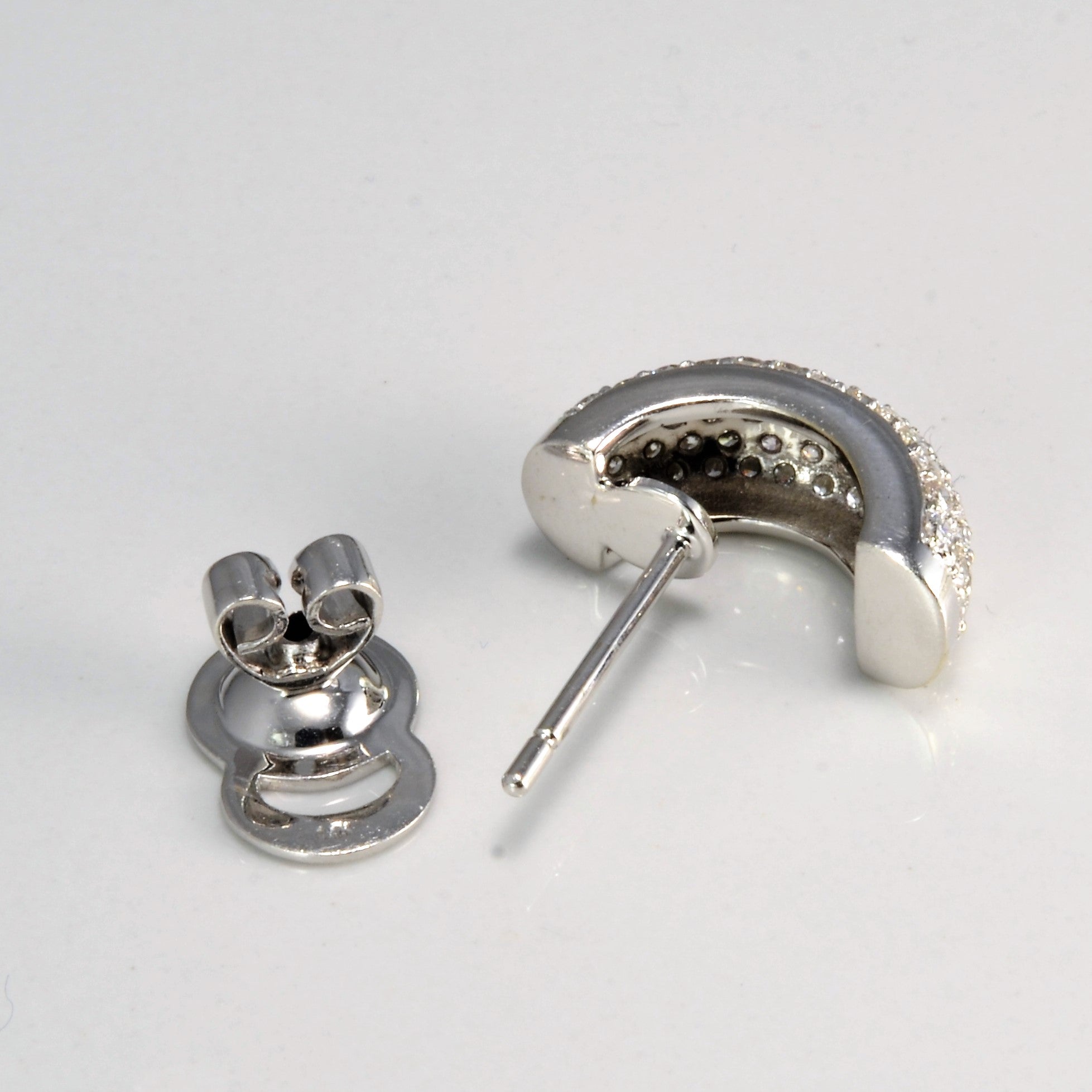 Cluster Set Diamond Semi Huggie Earrings | 1.50 ctw |