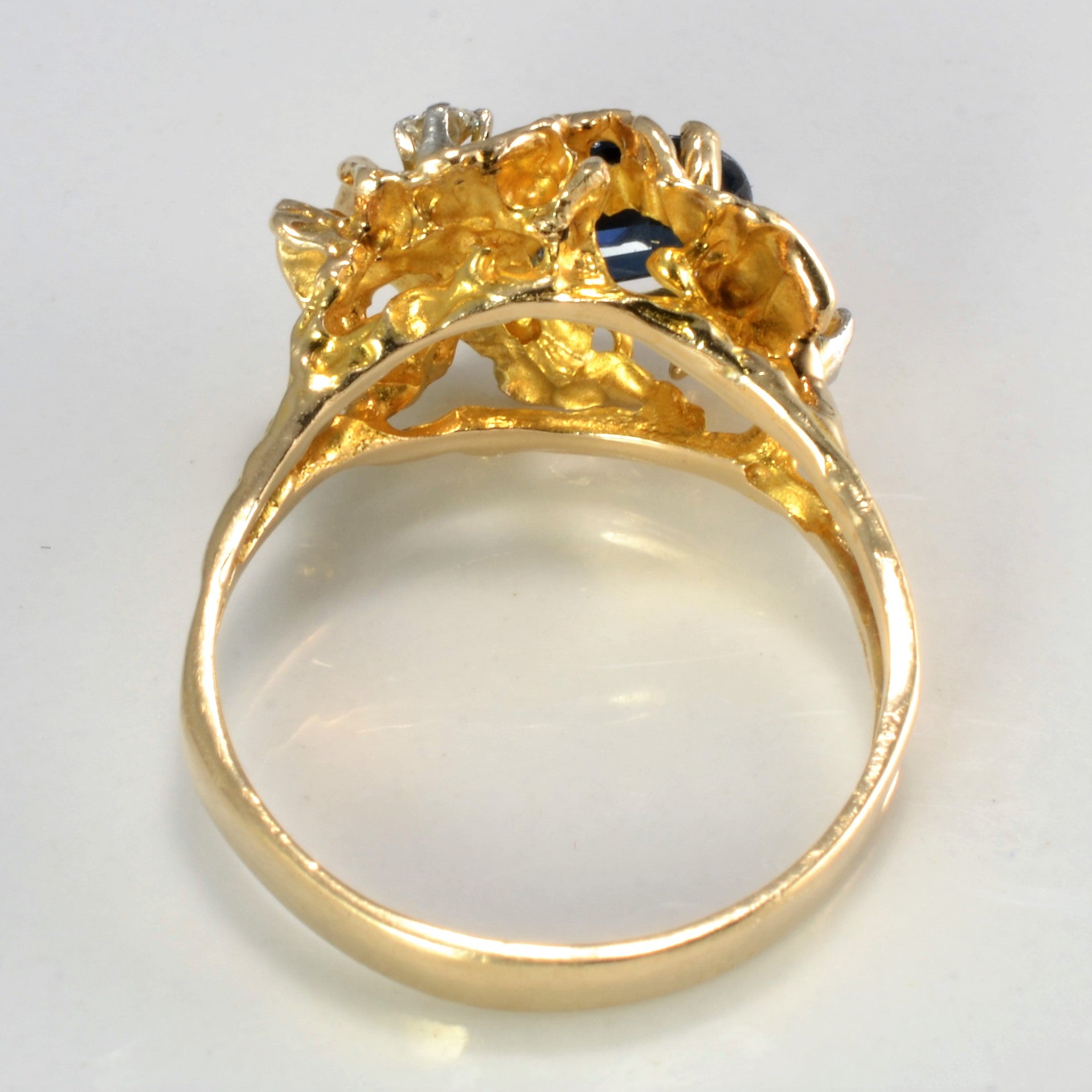 Textured Sapphire & Diamond Ring | 0.09 ctw, SZ 7 |