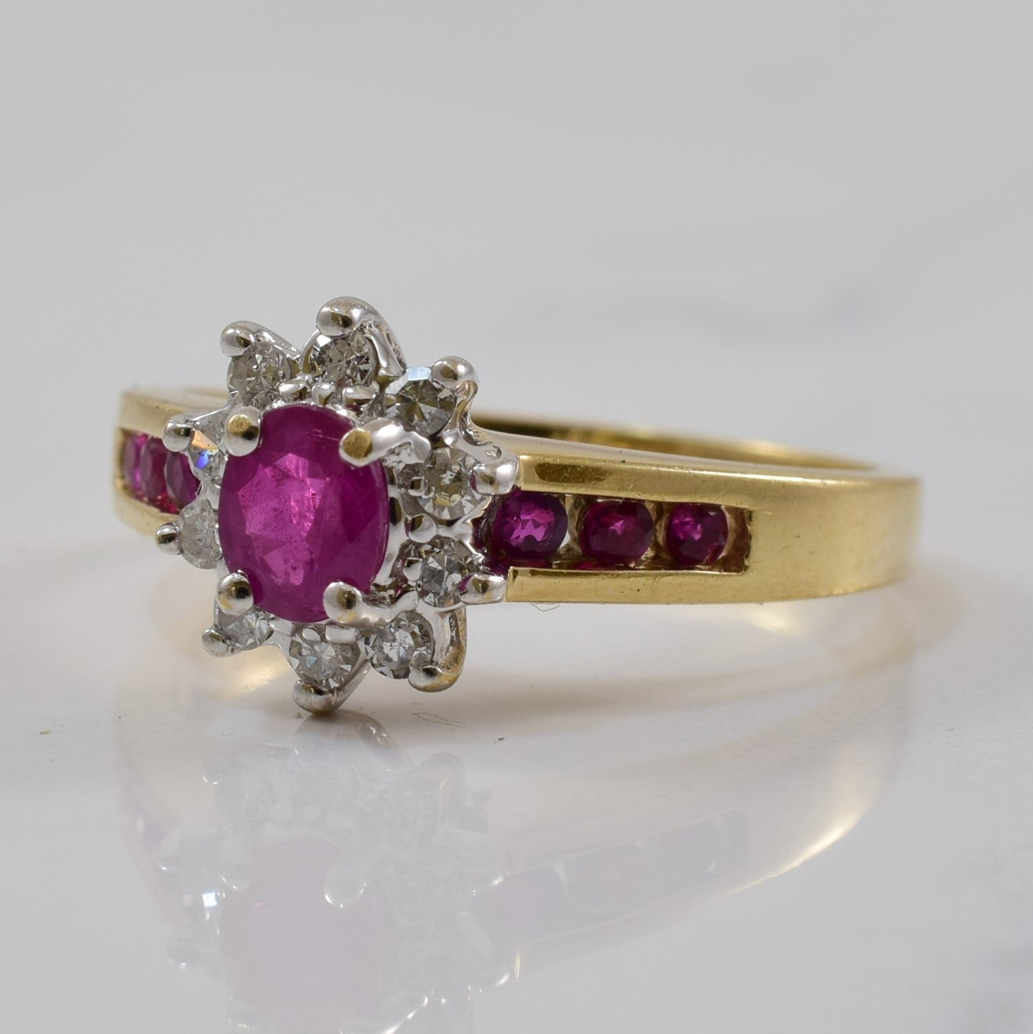 Ruby & Diamond Halo Ring | 0.80ctw, 0.20ctw | SZ 6.25 |