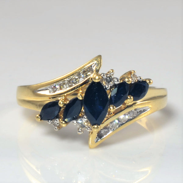 Bypass Sapphire & Diamond Ring | 0.75ctw. 0.10ctw | SZ 7 |