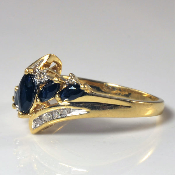 Bypass Sapphire & Diamond Ring | 0.75ctw. 0.10ctw | SZ 7 |