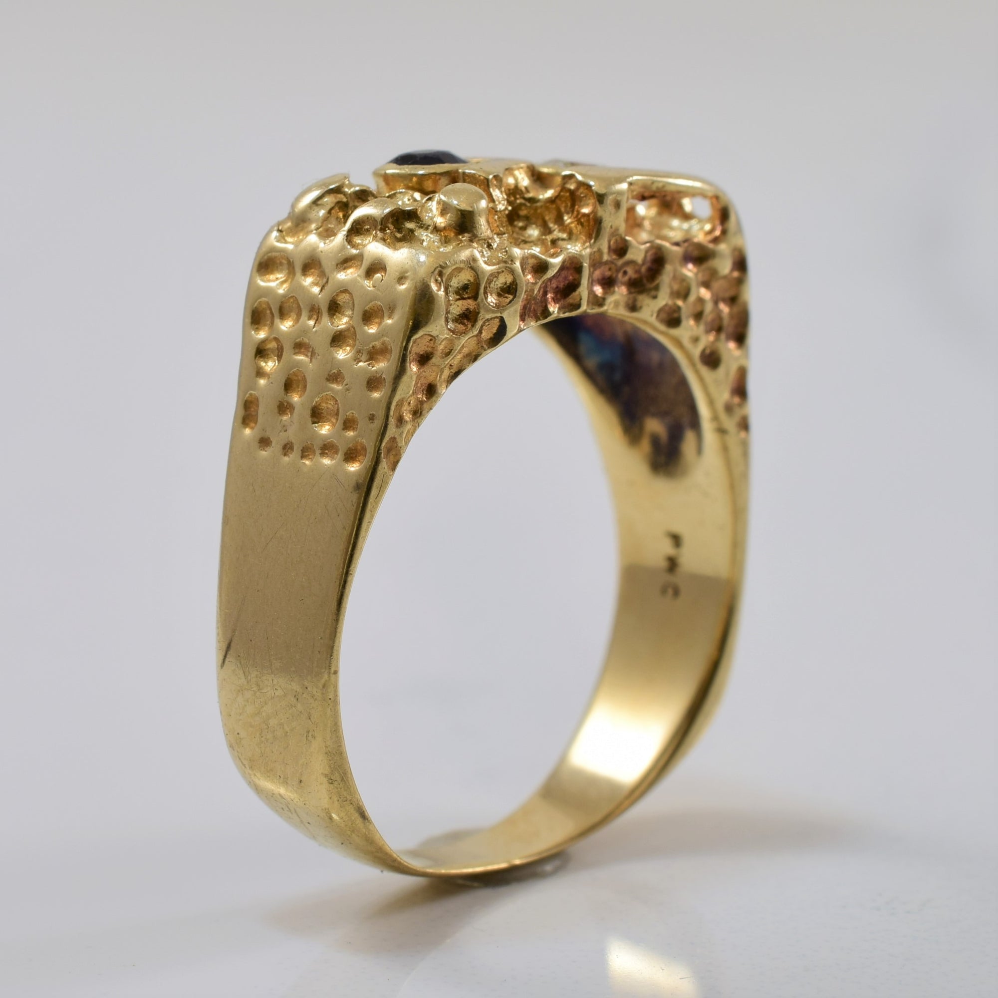 Sapphire & Diamond Organic Textured Ring | 0.12ct, 0.10ct | SZ 9 |