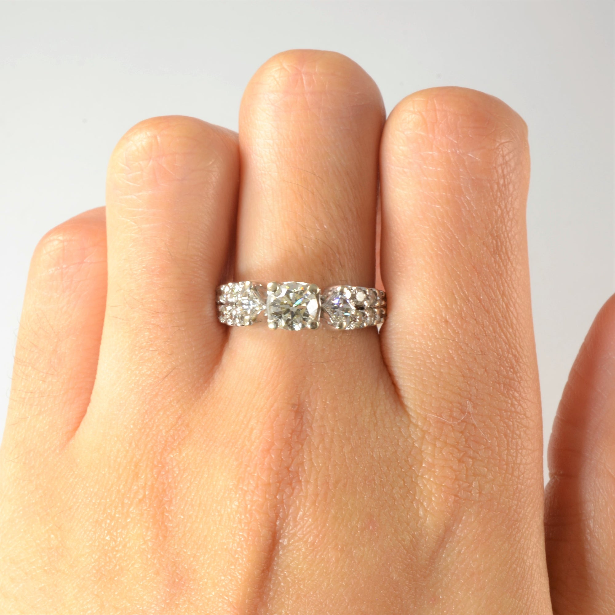 Princess Detailed Double Band Engagement Ring | 1.62ctw | SZ 7.5 |