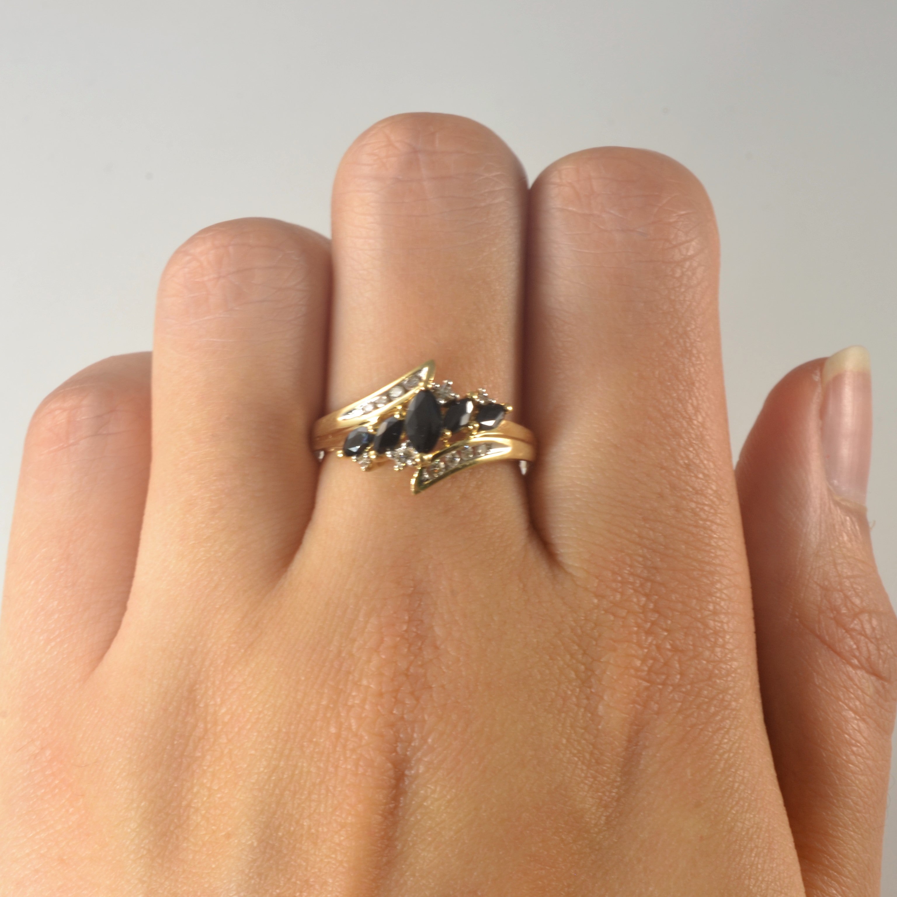 Bypass Sapphire & Diamond Ring | 0.75ctw. 0.10ctw | SZ 7 |