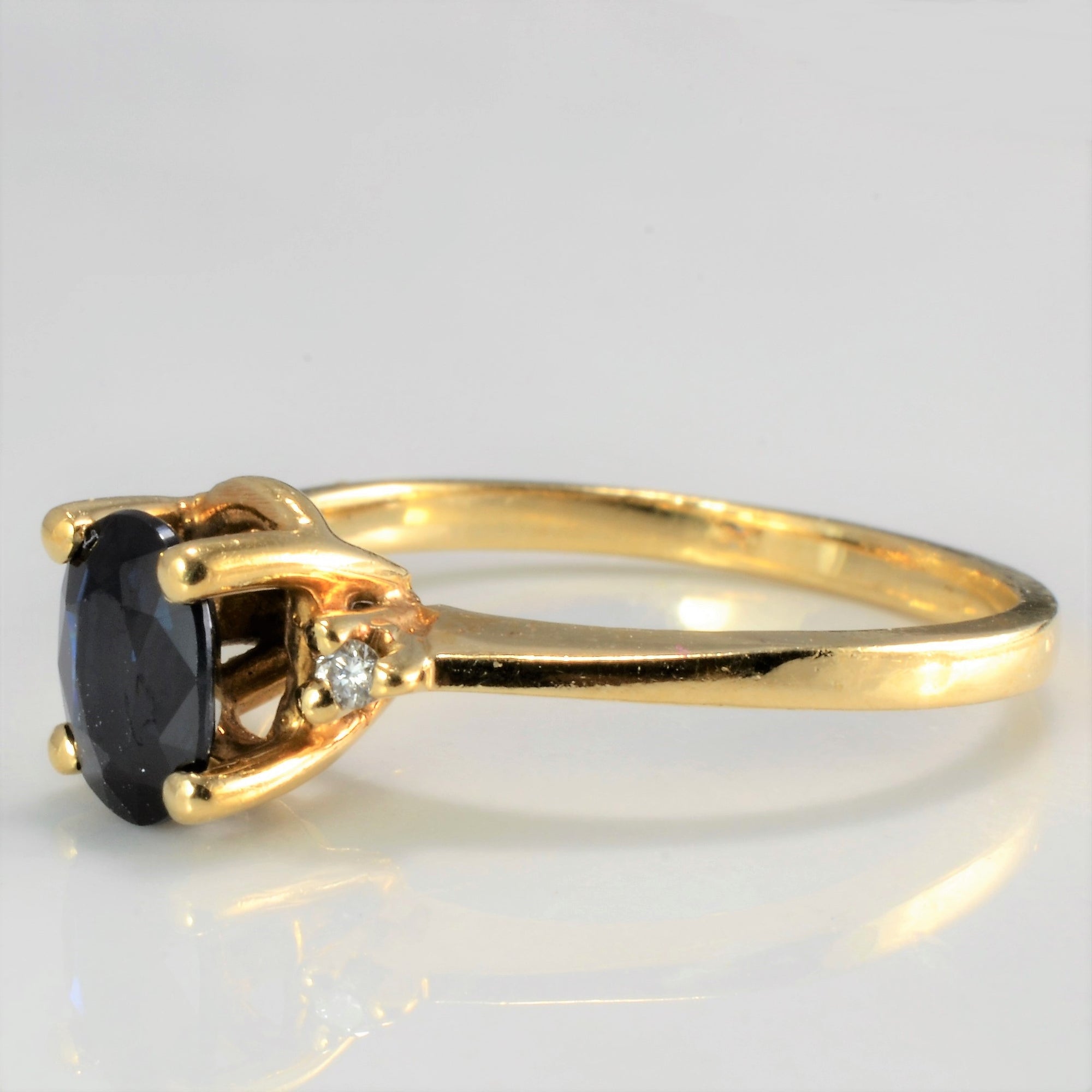 High Set Sapphire & Diamond Ring | 0.02 ctw, SZ 8 |