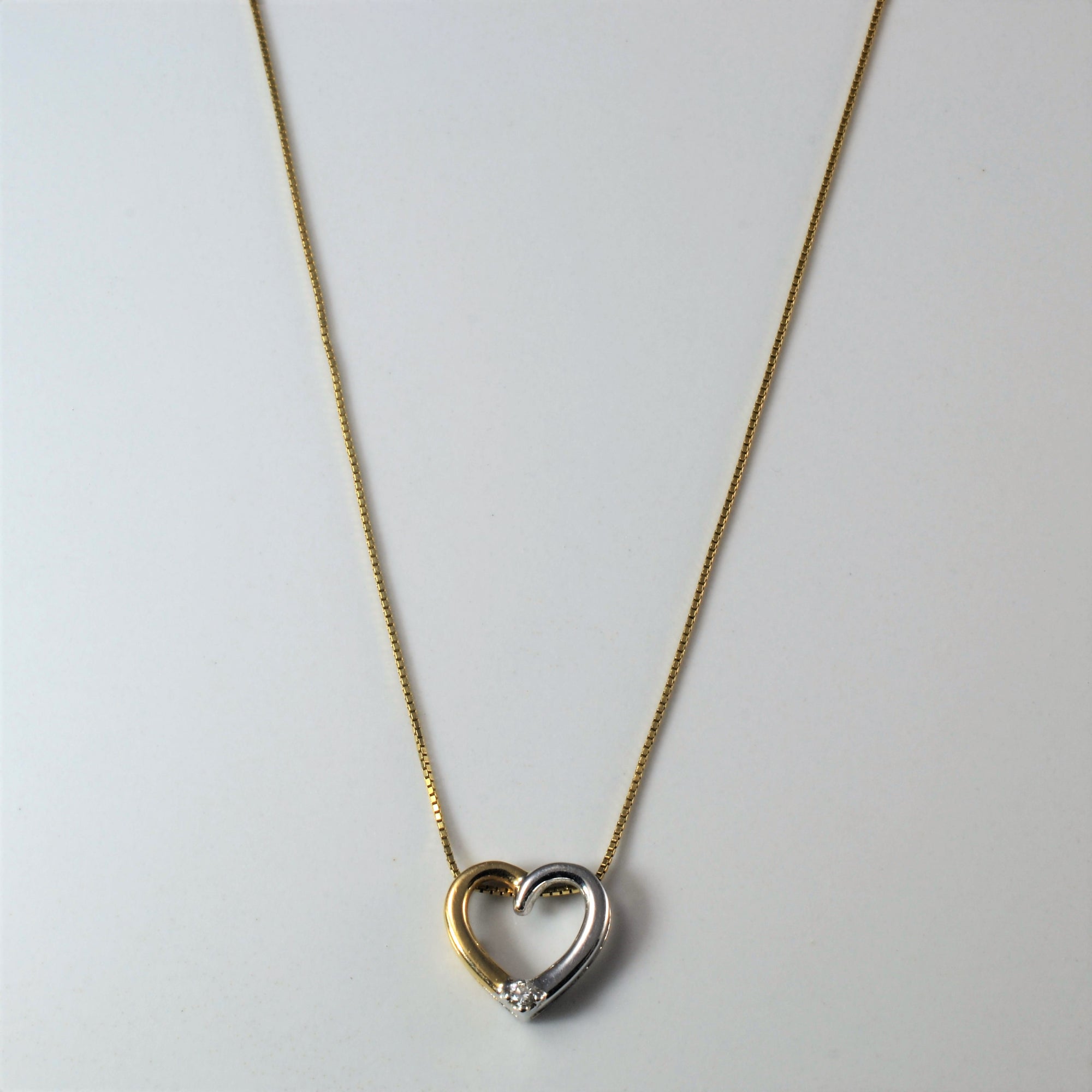 Two Tone Diamond Heart Necklace | 0.02ct | 18