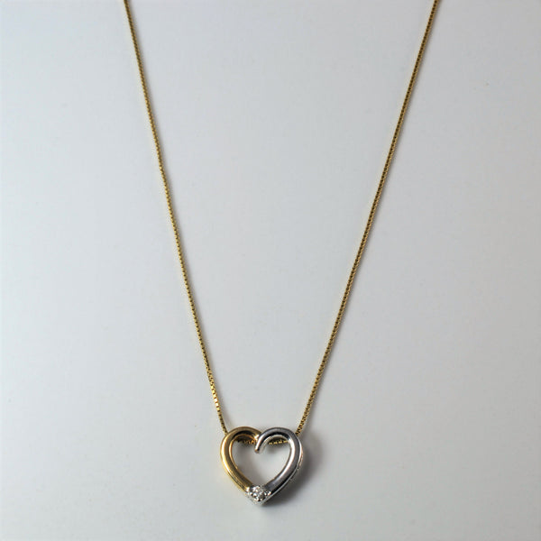 Two Tone Diamond Heart Necklace | 0.02ct | 18