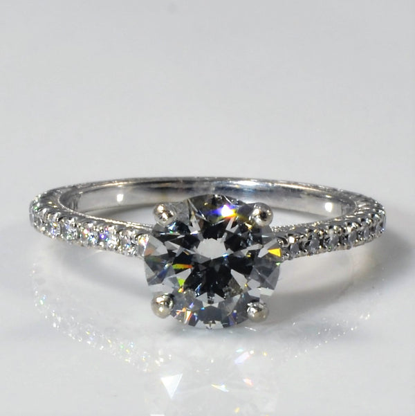 Pave Band Diamond Engagement Ring | 1.42ctw | SZ 4 |