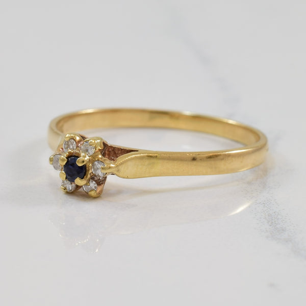 Sapphire & Floral Diamond Halo Ring | 0.05ct, 0.07ctw | SZ 10 |