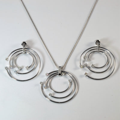 Spiral Diamond Necklace & Earrings | 1.16ctw | 16
