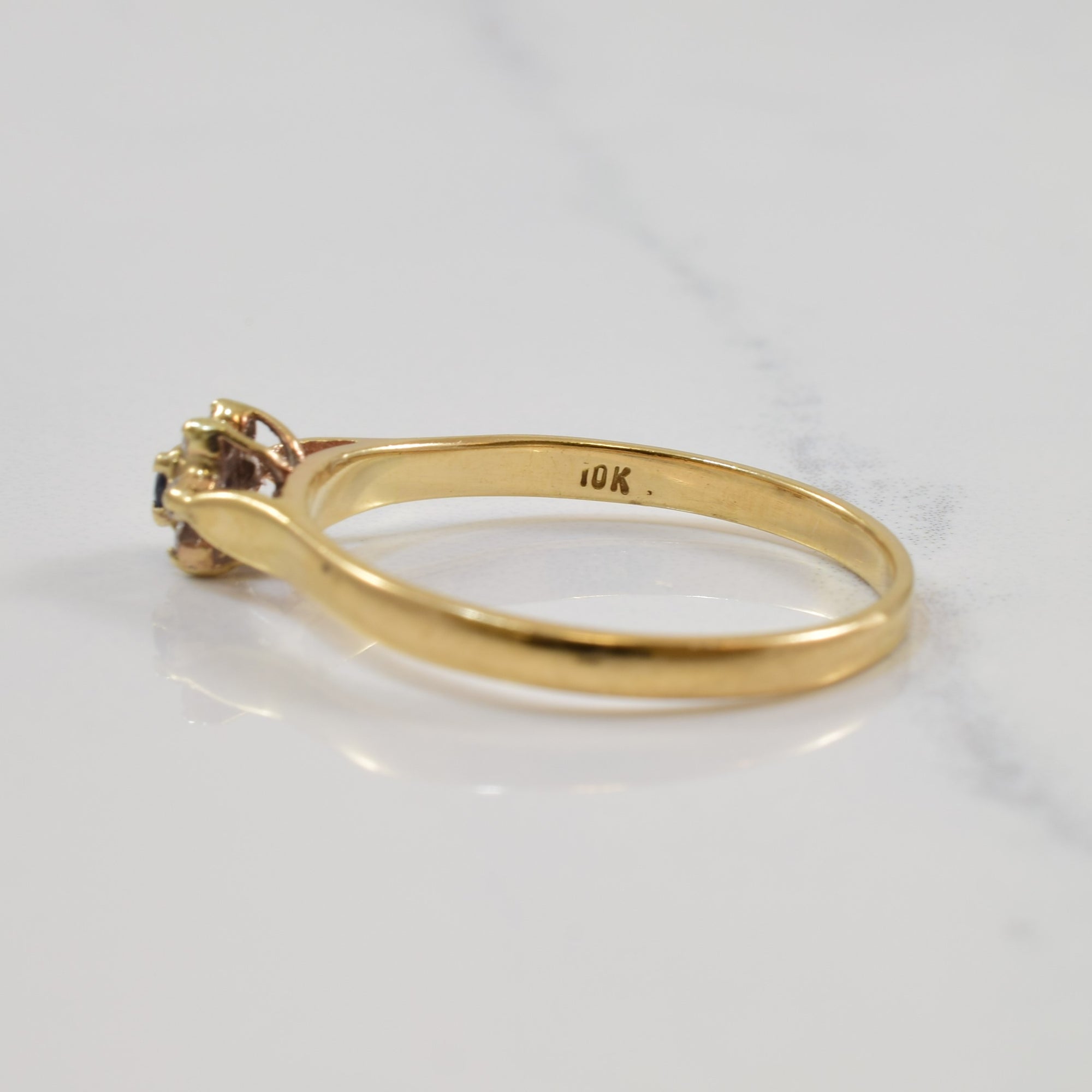 Sapphire & Floral Diamond Halo Ring | 0.05ct, 0.07ctw | SZ 10 |