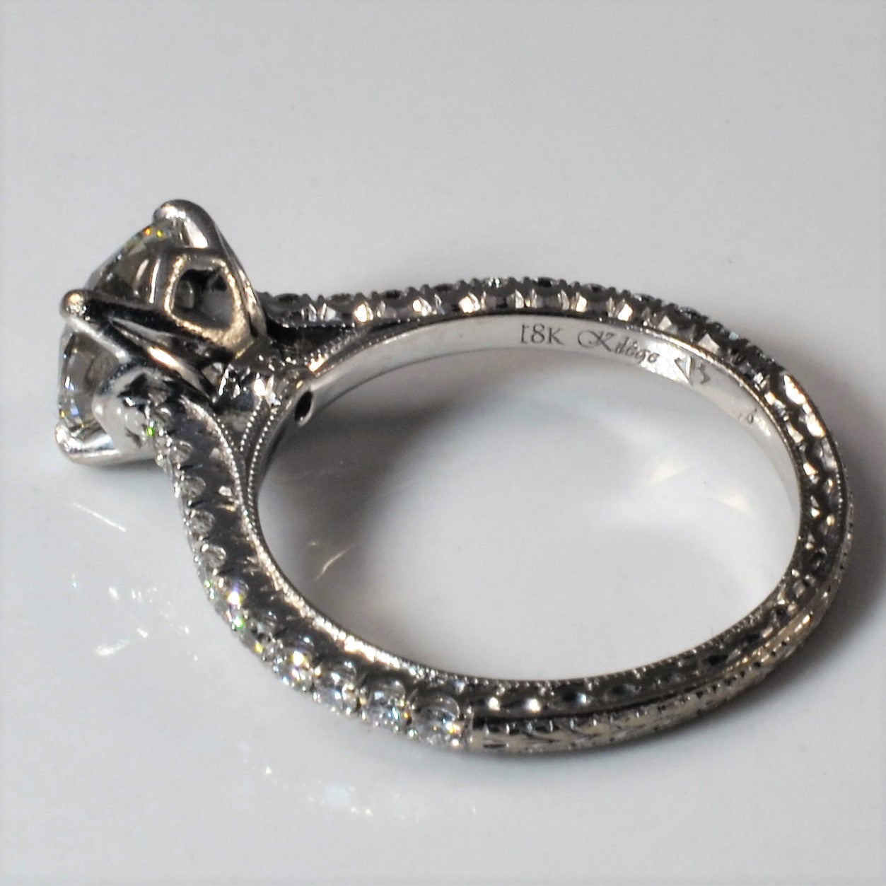 Pave Band Diamond Engagement Ring | 1.42ctw | SZ 4 |