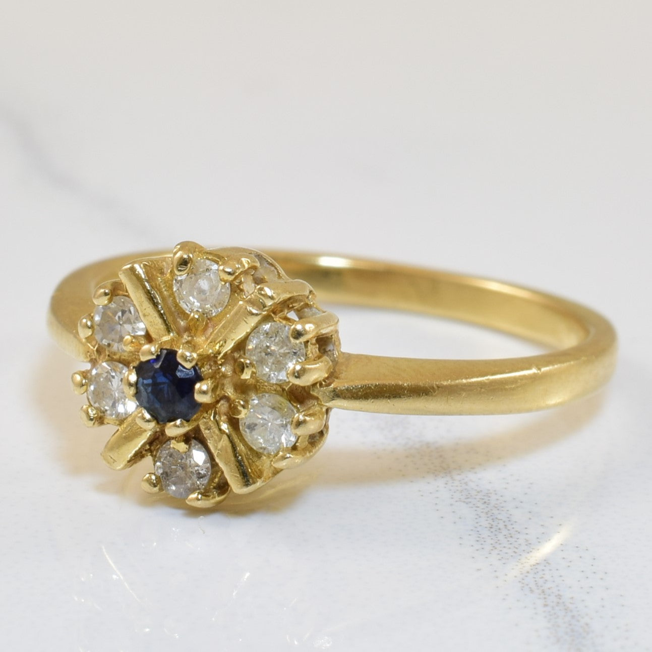Petite Diamond & Sapphire Cluster Ring | 0.18ctw, 0.06ctw | SZ 6.5 |