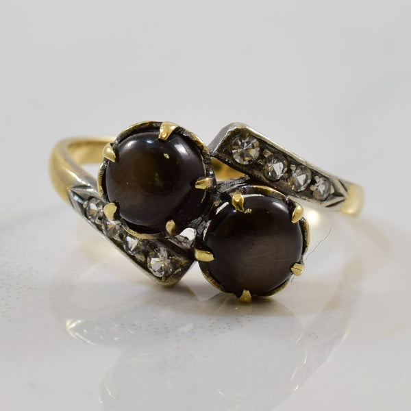 Black Star Sapphire & Synthetic Spinel Bypass Ring | 3.40ctw, 0.08ctw | SZ 7 |