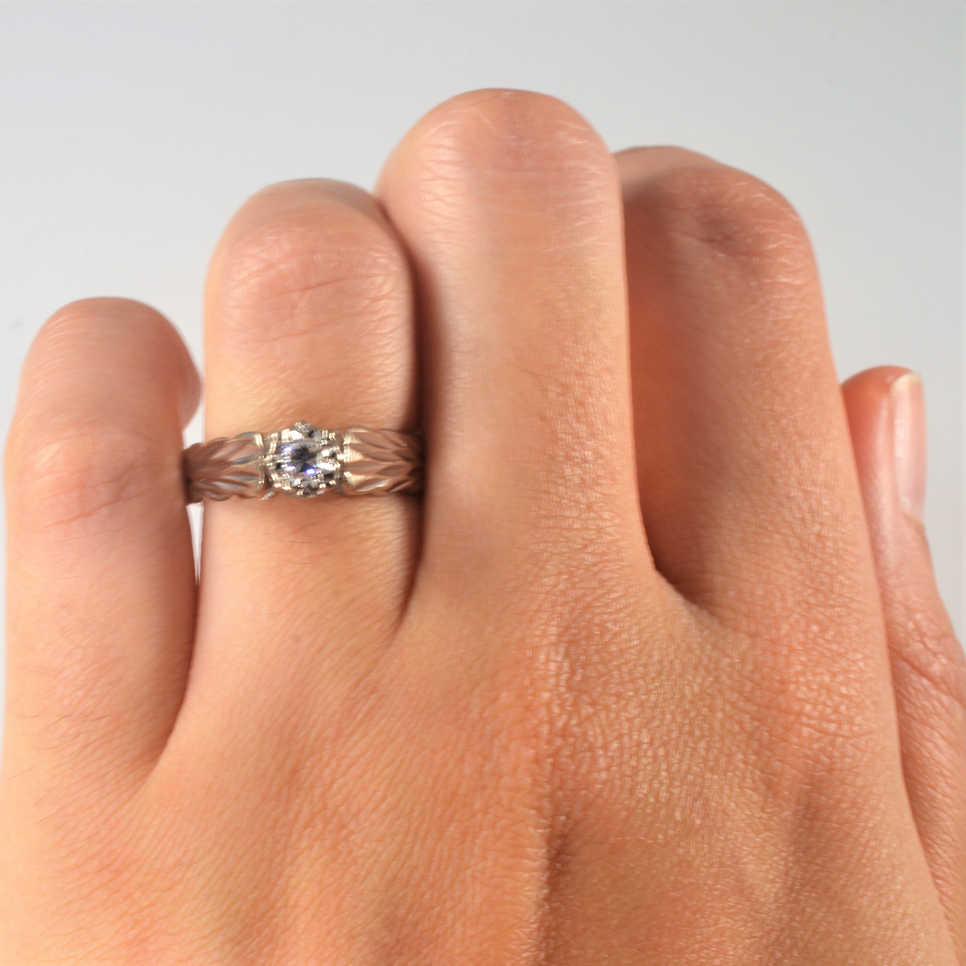 Diamond Cut Wide Band Engagement Ring | 0.12ct | SZ 6 |