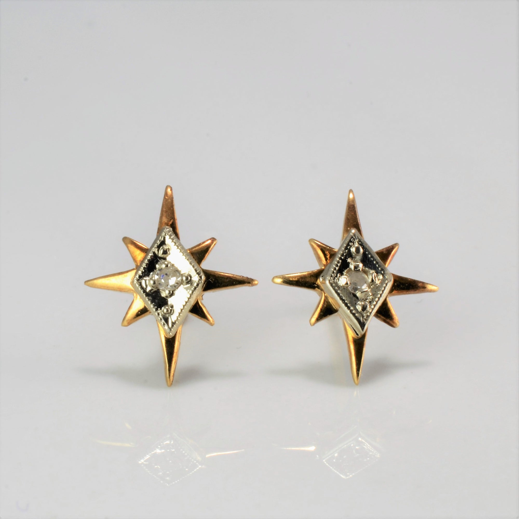 Vintage Diamond Star Stud Earrings | 0.01 ctw |